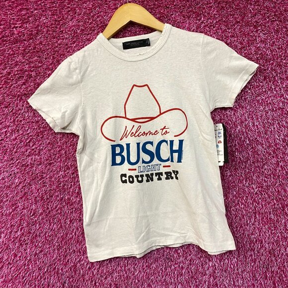 Welcome to Busch Light Country Cowboy Hat White T-Shirt Small - Picture 3 of 4